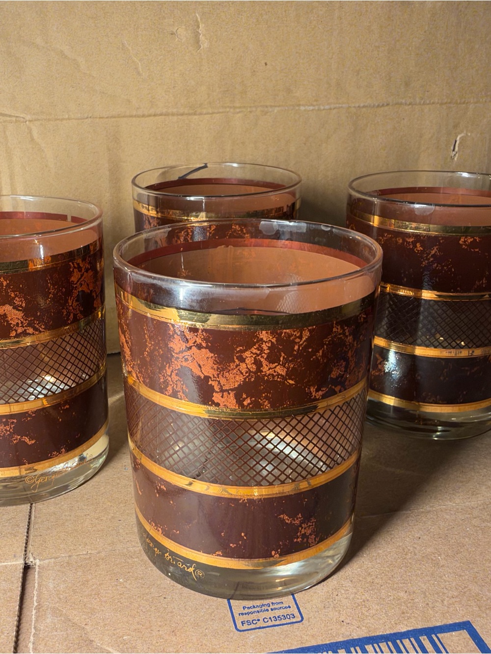 Set of signed mid century Georges Briard bar glasses